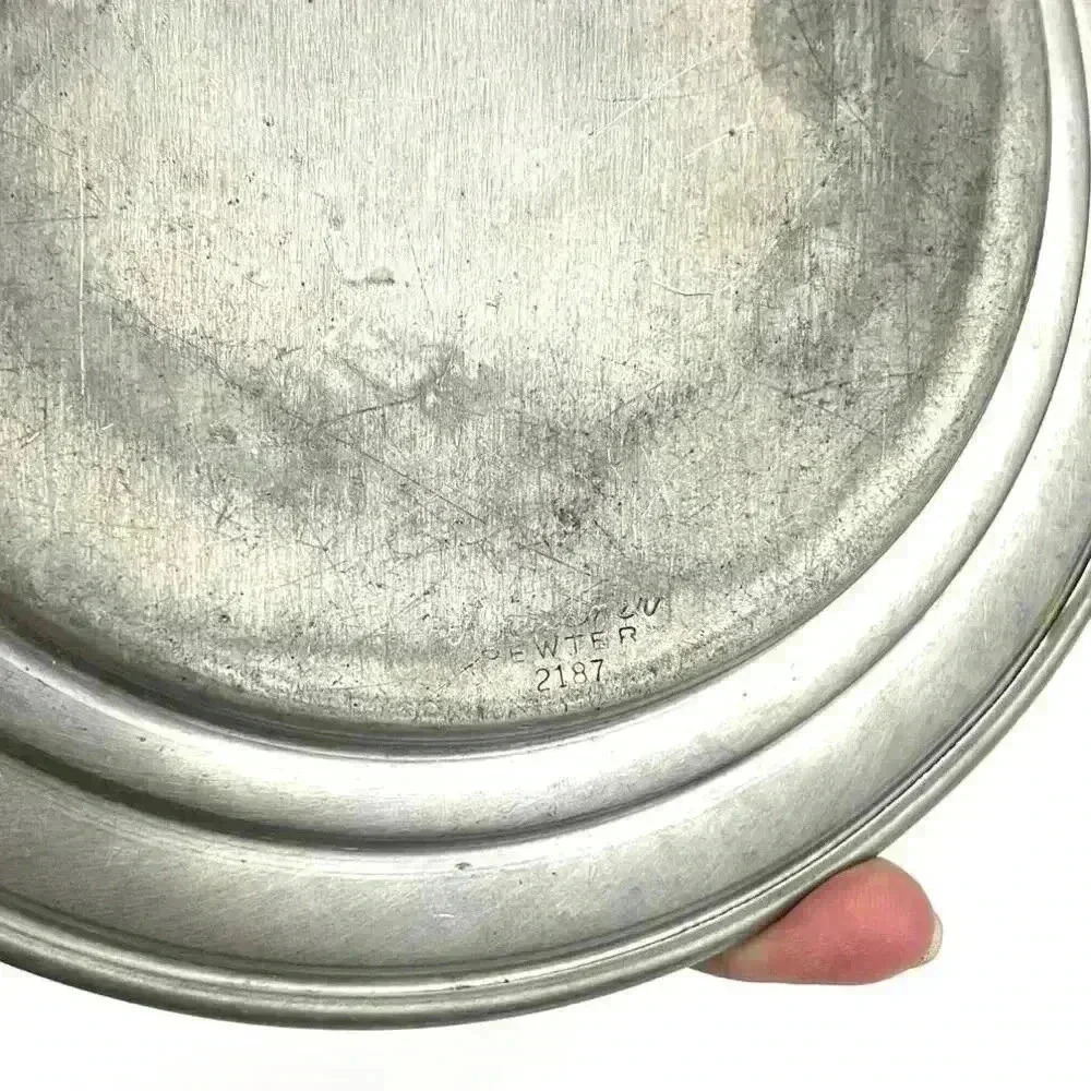VTG Preisner Pewter Butter Dish Plate ONLY Replacement #2187 Home Decor Silver - Picture 3 of 10